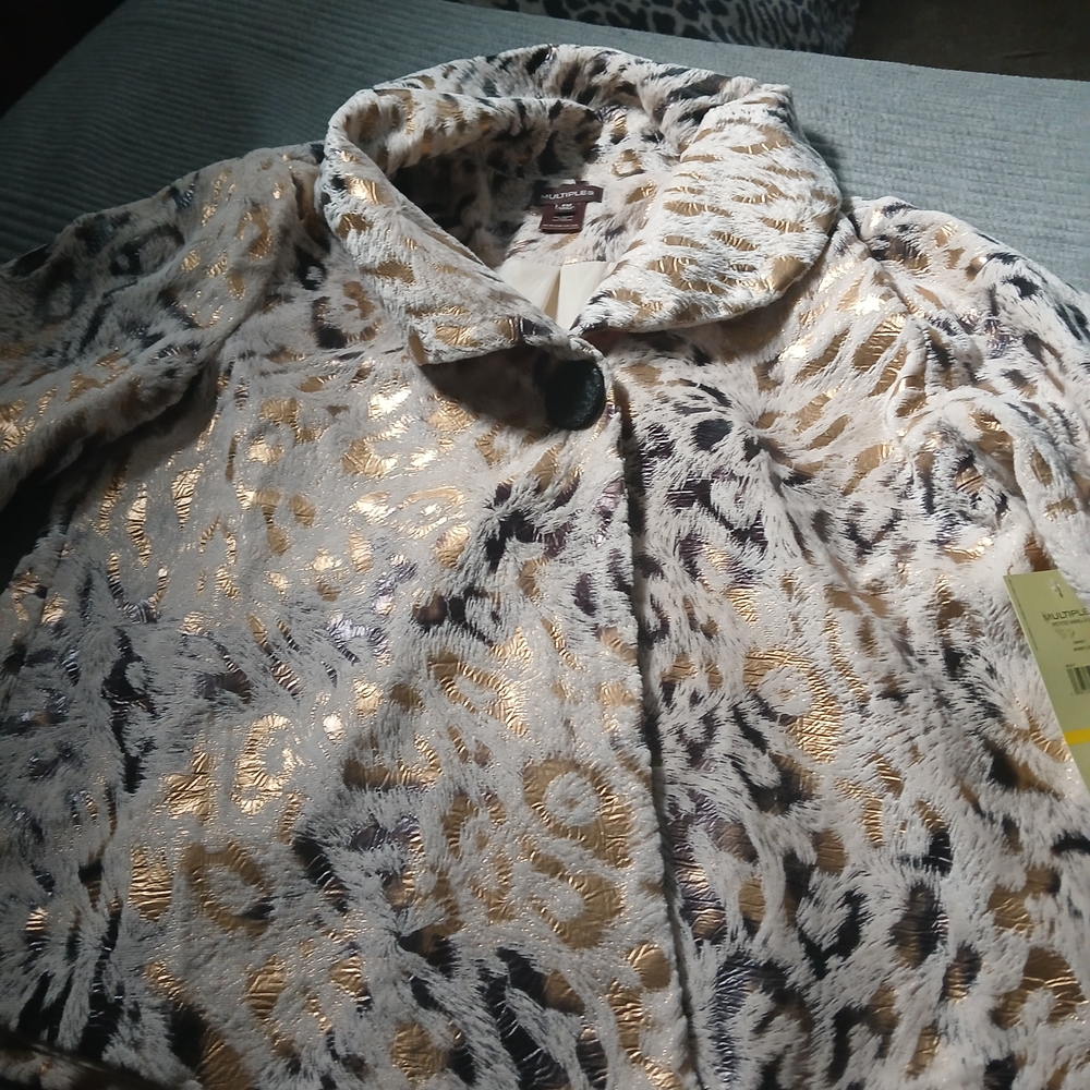 Multiples Metallic Gold and Black Teddy Jacket